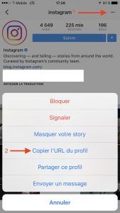 imprimé d'écran d'une photo de profil Instagram