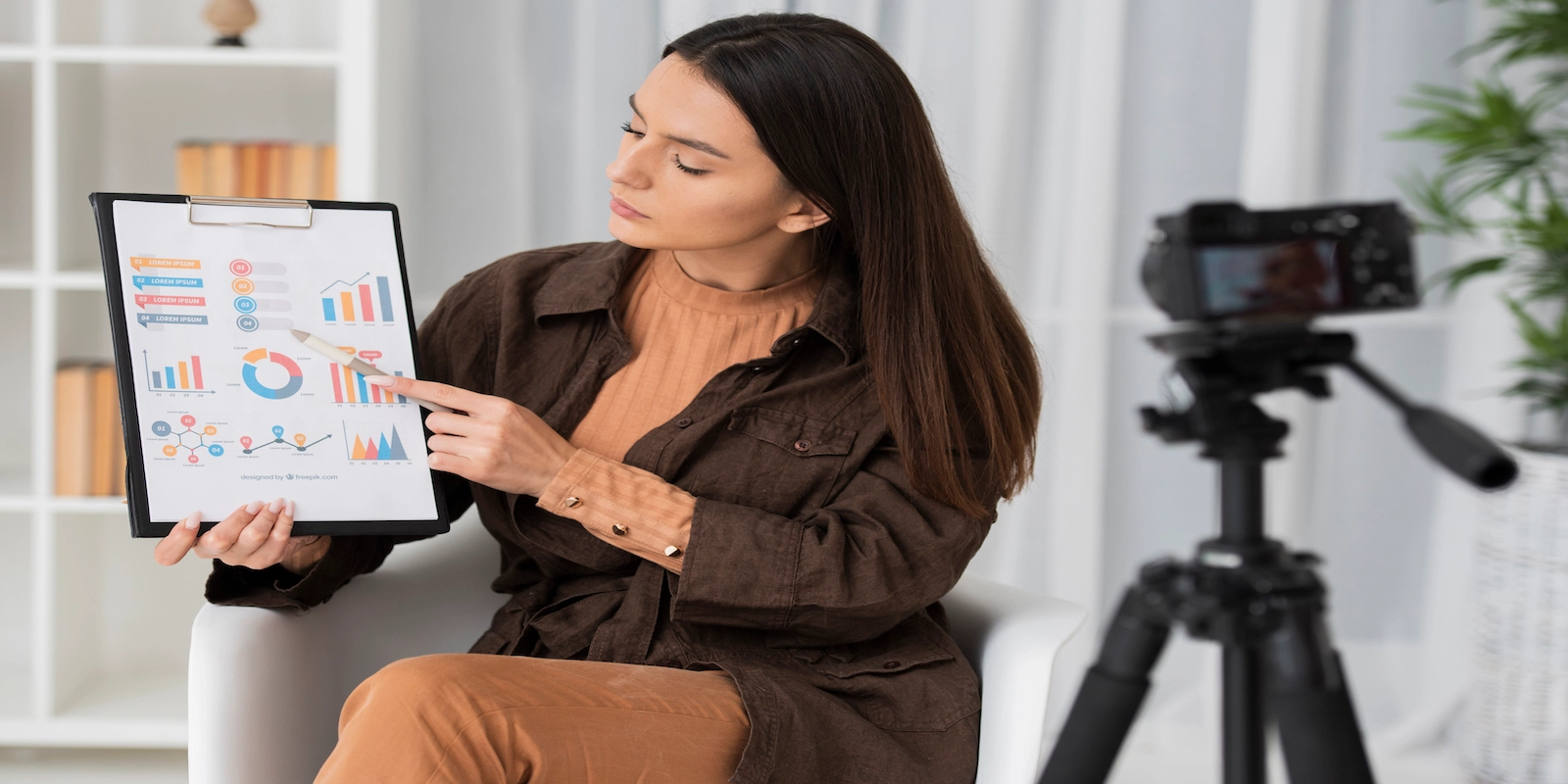 une image montrant une femme entrain d'analyser des statistiques sur une tablette