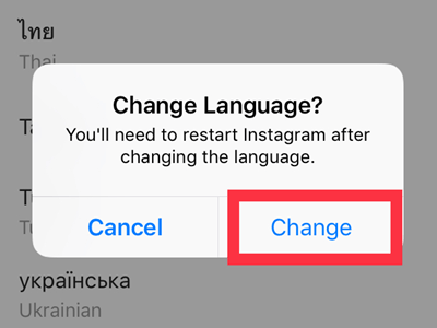 image montrant une confirmation de changement de la langue sur android