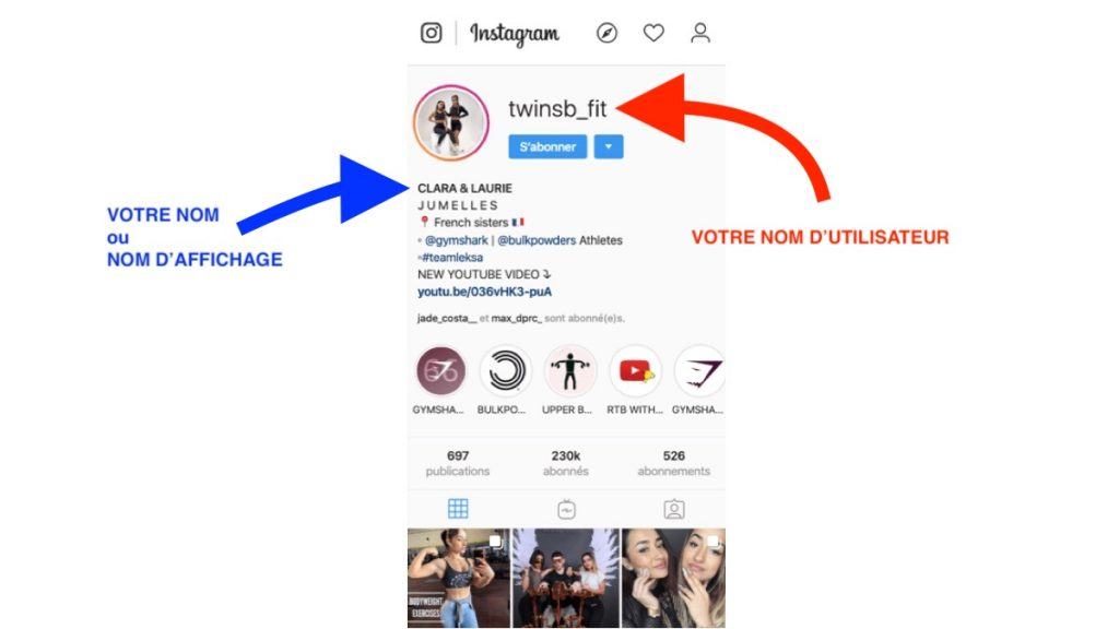 difference entre pseudo et nom d'utilisateur Instagram