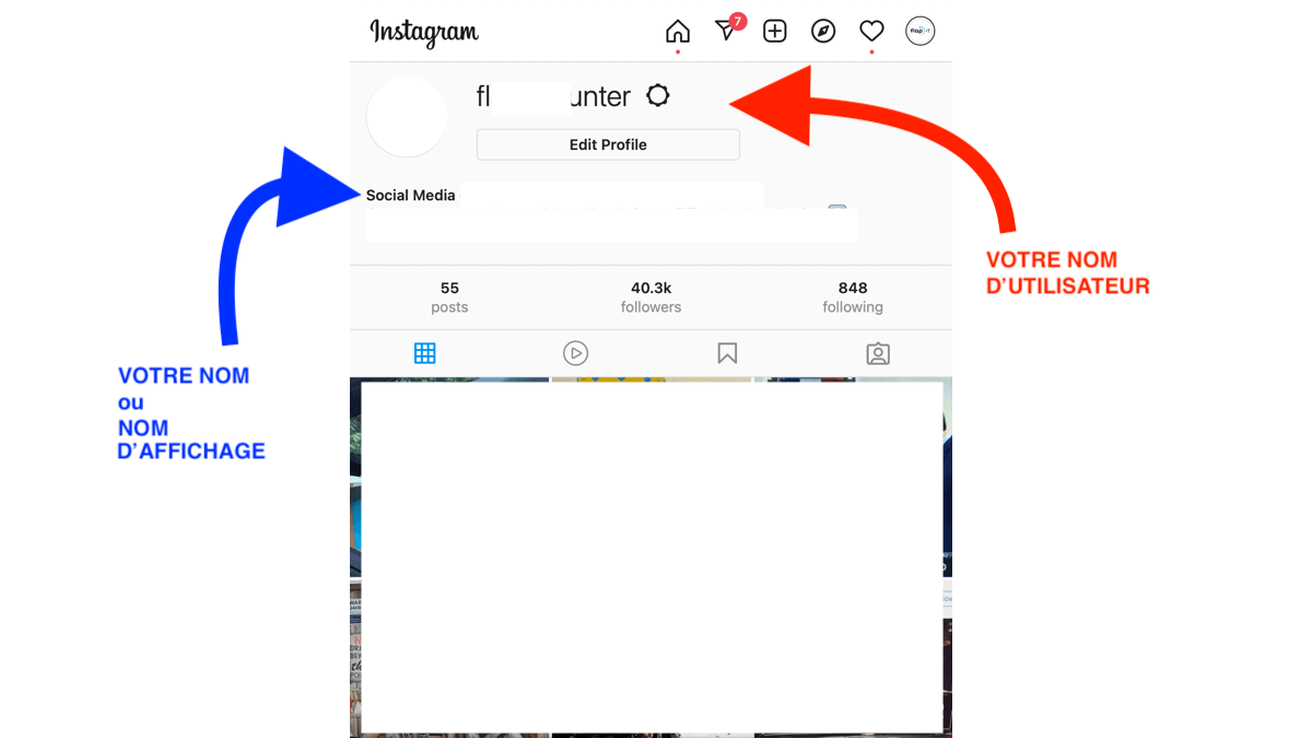 difference entre le nom et nom d'utilisateur Instagram