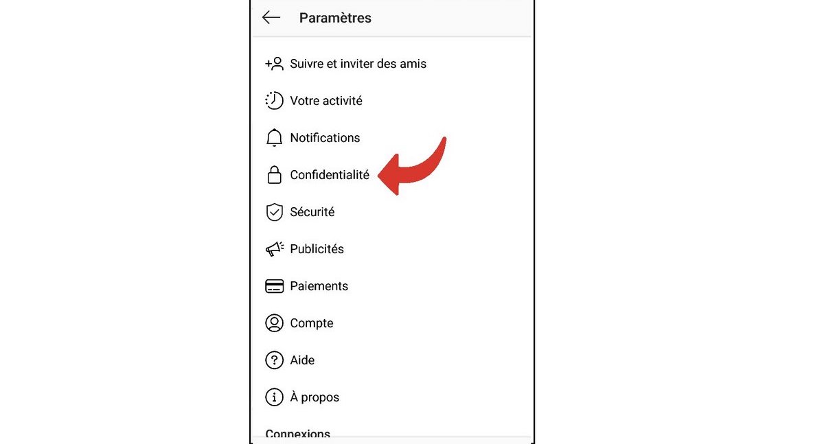 étape 4 pour changer mettre compte instagram privé
