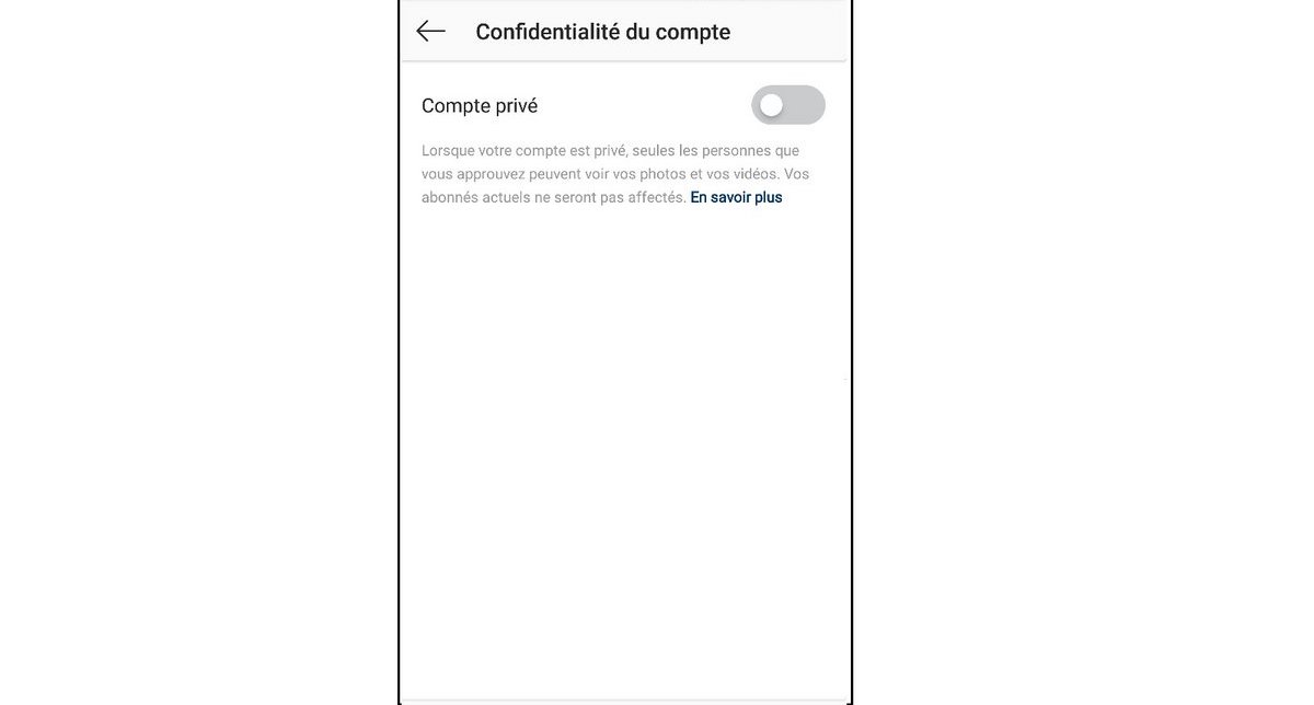 étape 6 pour changer mettre compte instagram privé